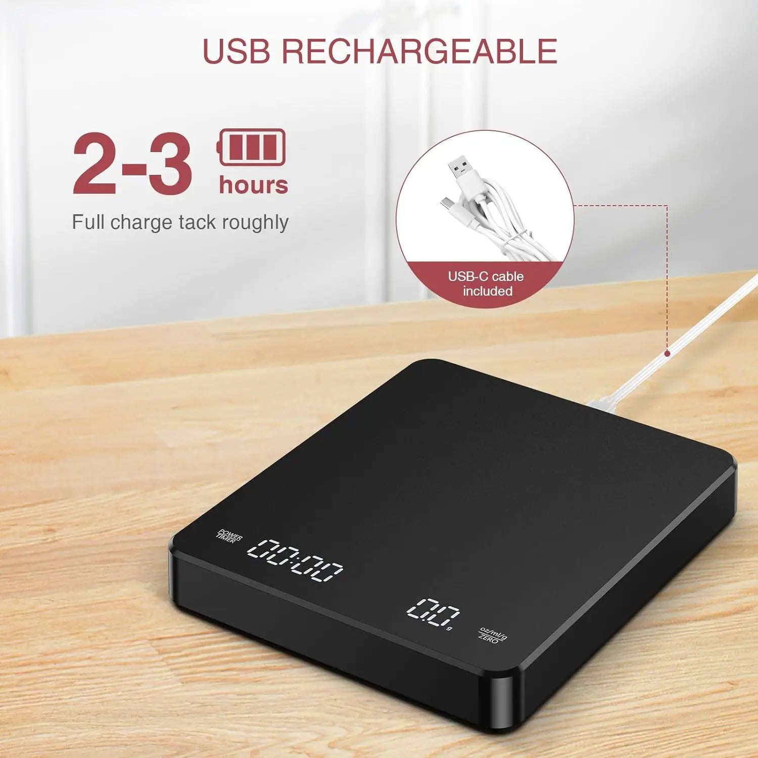 Household electronic kitchen scale, high-precision digital coffee scale with timer, small platform scale for baking food, portab