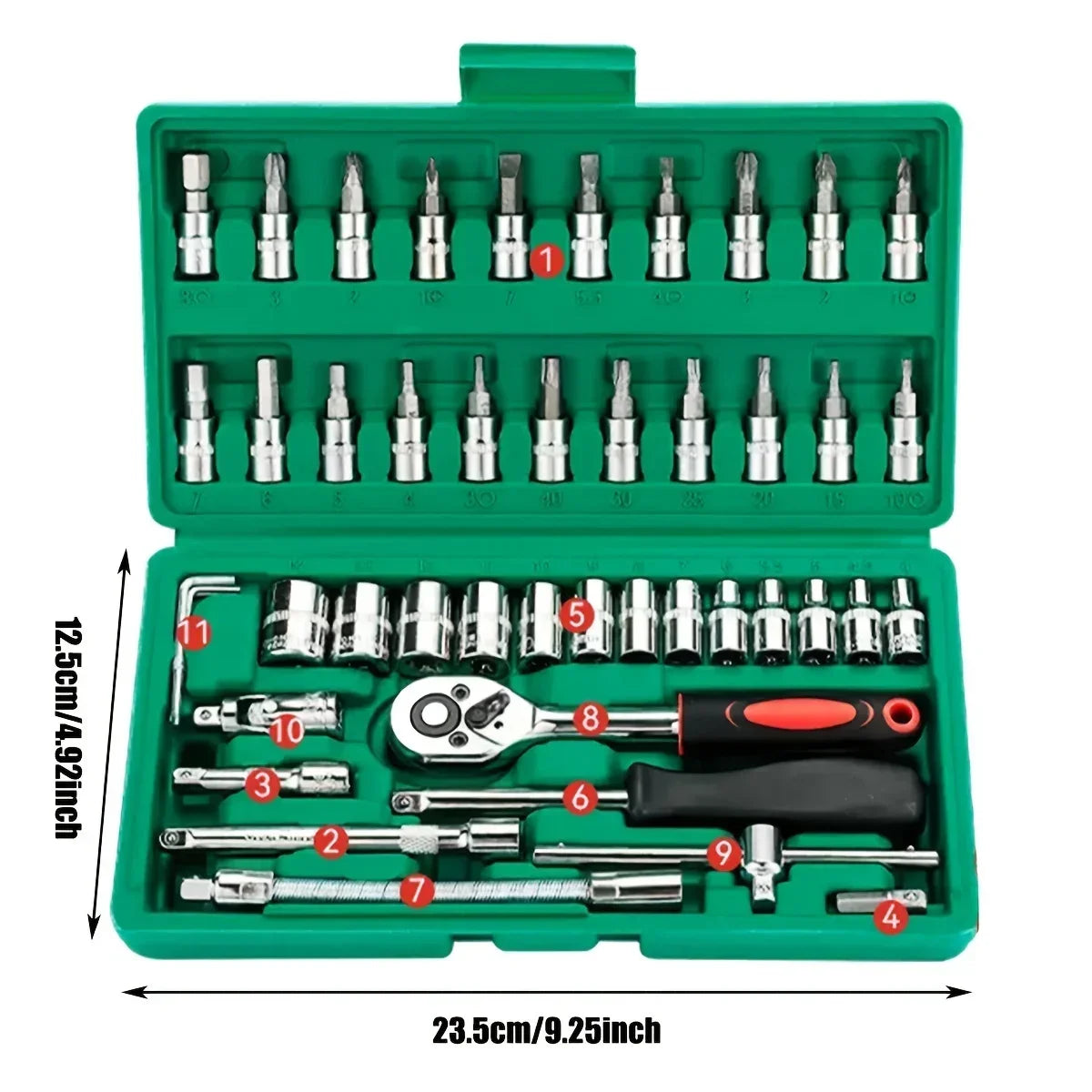 46Pcs Family Tools 1/4 Set Mechanic Tool Kits for Repair's