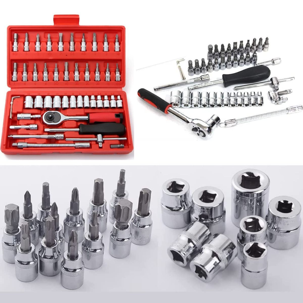 46Pcs Family Tools 1/4 Set Mechanic Tool Kits for Repair's